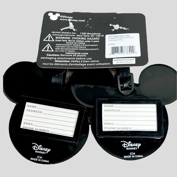 Disney Mickey & Minnie Mouse Luggage Tags Set of 2 - Picture 7 of 13